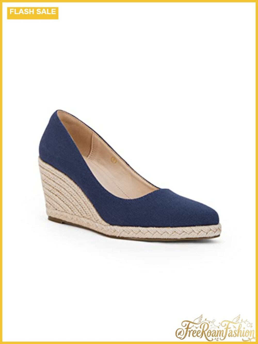 Faux Suede Espadrille Wedge Platform Sandals Slip On Pointed Toe Comfort Pumps